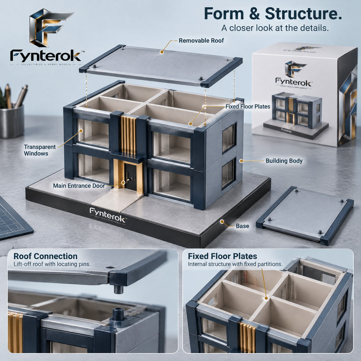 Fynterok™ MiniBuild Architecture Model – Detailed Miniature Building Kit for Hobbyists, Collectors, Creators & Home Display