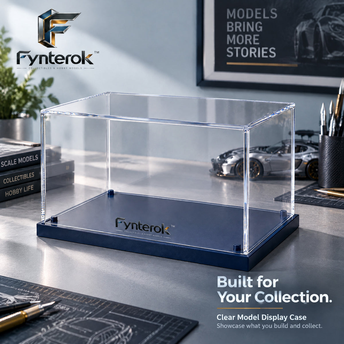 Fynterok™ ClearView Display Case – Transparent Protective Showcase Box for Model Collections, Crafts, Figures & Creative Displays