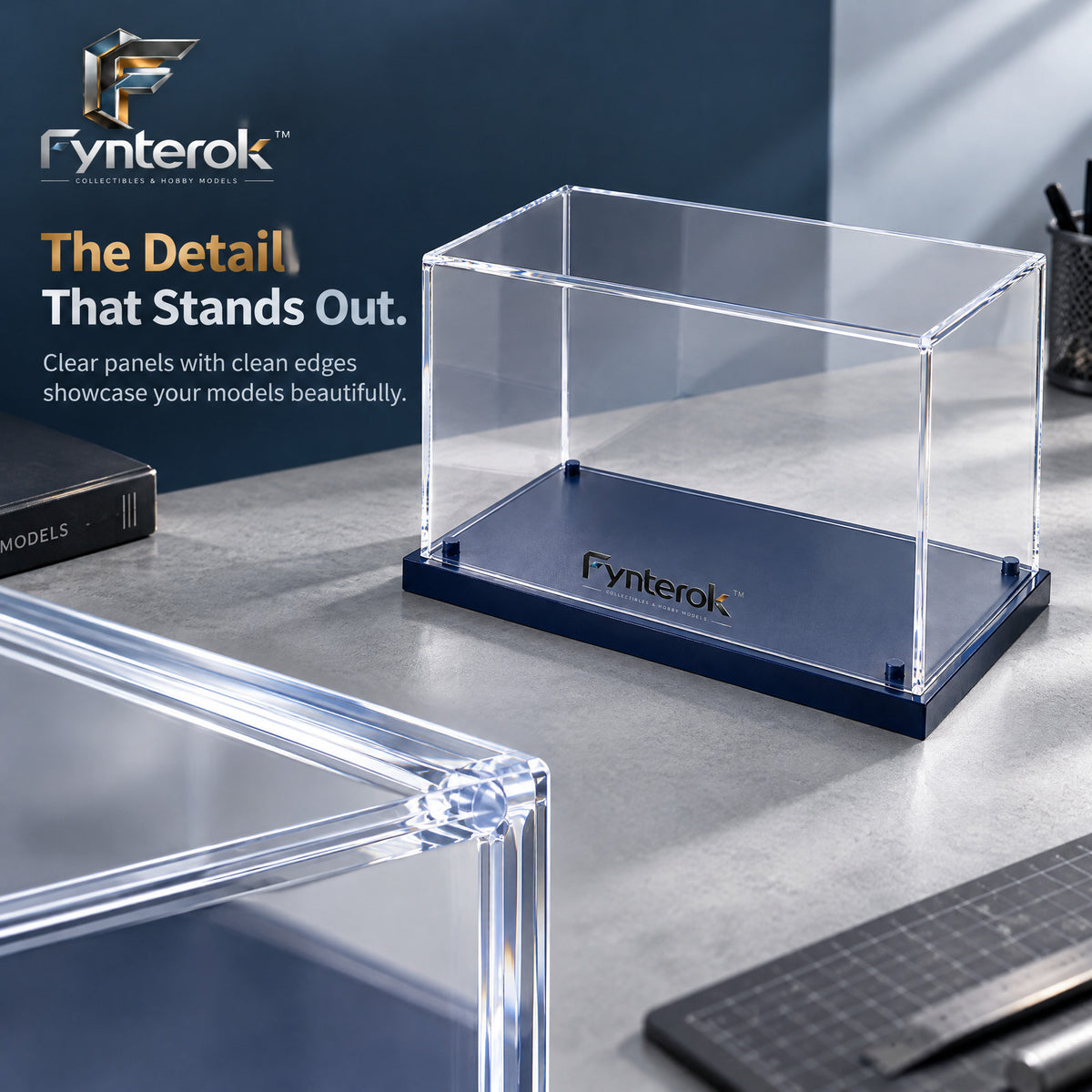 Fynterok™ ClearView Display Case – Transparent Protective Showcase Box for Model Collections, Crafts, Figures & Creative Displays