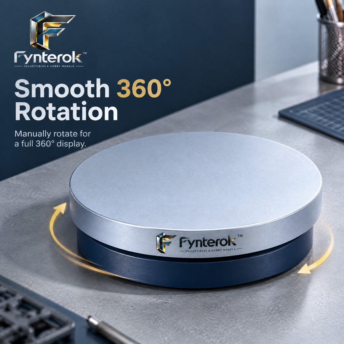 Fynterok™ SpinShow Display Platform – Rotating Showcase Stand for Model Collections, Crafts, Figures & Creative Displays