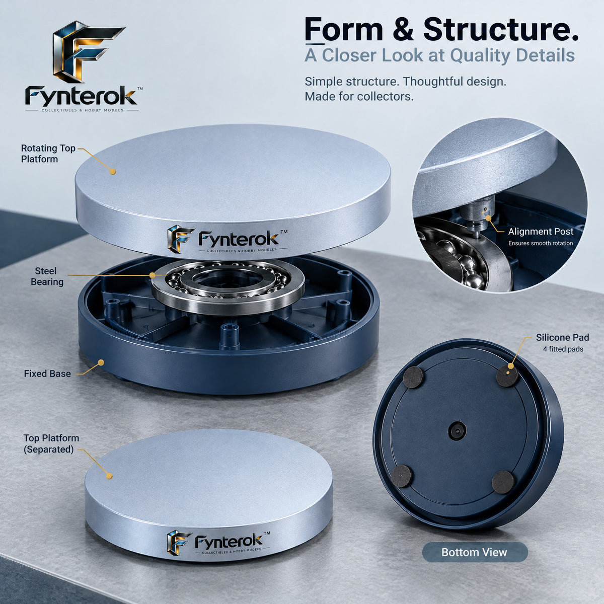 Fynterok™ SpinShow Display Platform – Rotating Showcase Stand for Model Collections, Crafts, Figures & Creative Displays