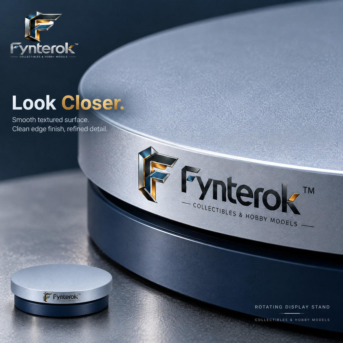 Fynterok™ SpinShow Display Platform – Rotating Showcase Stand for Model Collections, Crafts, Figures & Creative Displays
