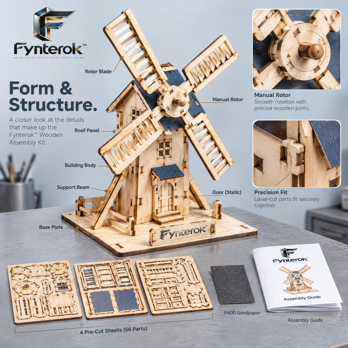 Fynterok™ WoodCraft Assembly Kit – Creative Wooden Building Set for DIY Makers, Hobby Builders, Collectors & Craft Enthusiasts