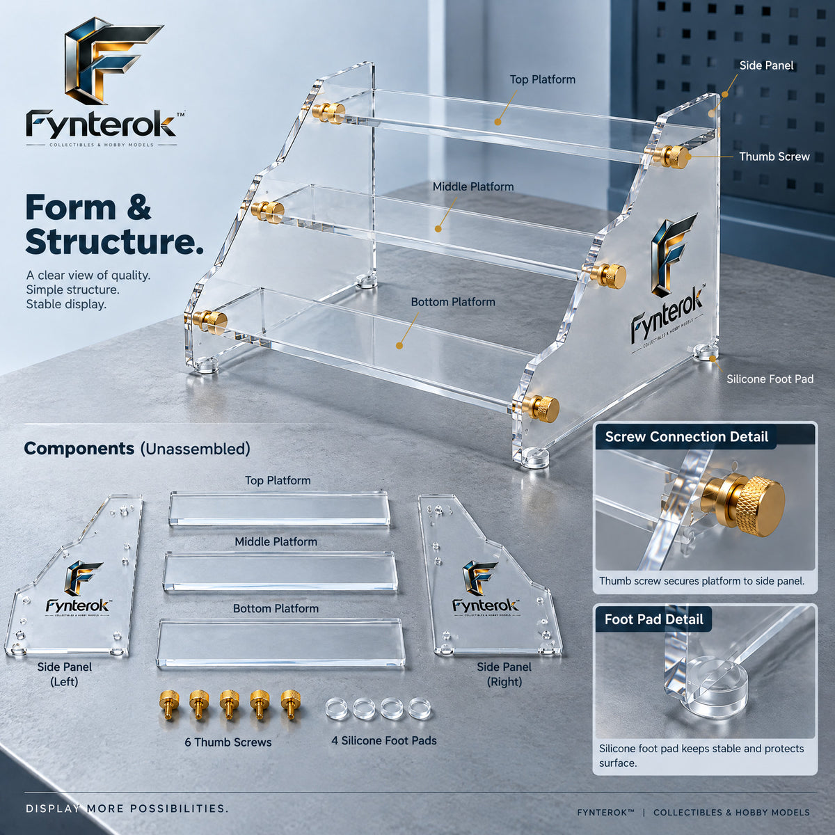Fynterok™ FigureSpace Display Shelf – Premium Collectible Display Rack for Anime Figures, Mini Models, Statues & Creative Collections