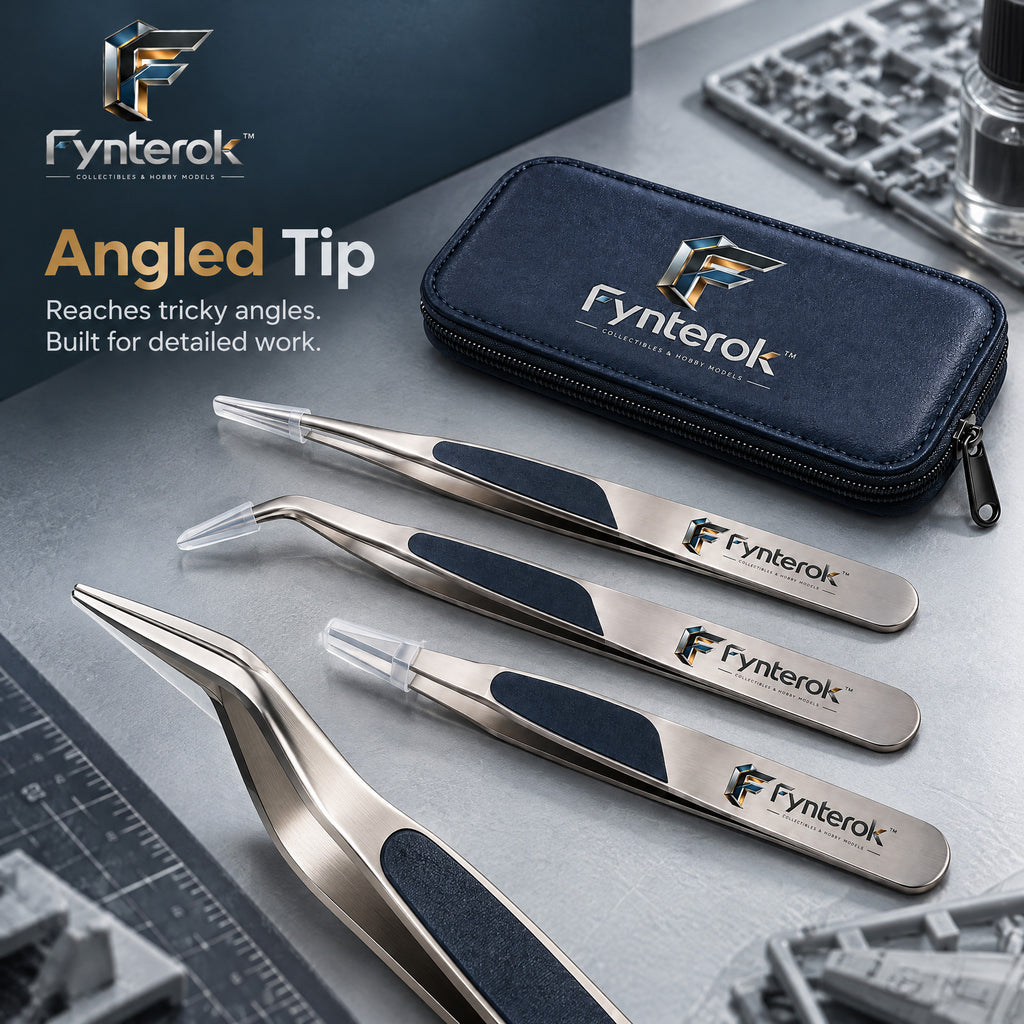 Fynterok™ PrecisionGrip Model Tweezers – Fine Detail Handling Tool for Model Building, Miniature Assembly, Crafting & Creative Projects