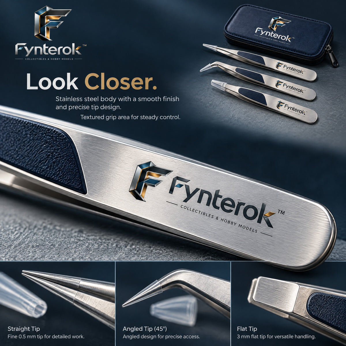 Fynterok™ PrecisionGrip Model Tweezers – Fine Detail Handling Tool for Model Building, Miniature Assembly, Crafting & Creative Projects